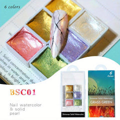 DIY Watercolor Nail Painting Kit - 6 Colors Watercolor Paint for Nail Art