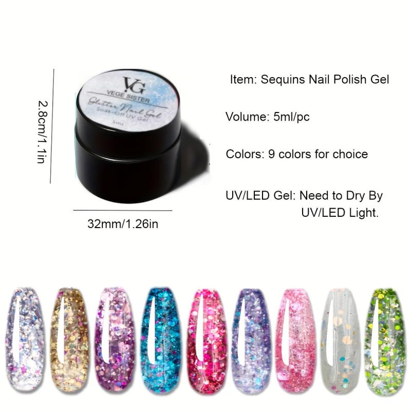 Glitter Gel Nail Polish 5ml Purple Pink Nail Gel