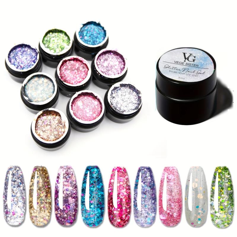 Glitter Gel Nail Polish 5ml Purple Pink Nail Gel