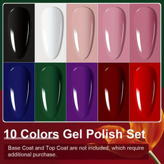 10 Colors Gel Nail Polish Starter Kit Pink Green Soak Off No Wipe Set