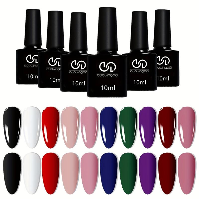 10 Colors Gel Nail Polish Starter Kit Pink Green Soak Off No Wipe Set