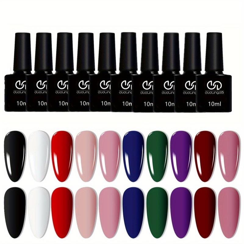 10 Colors Gel Nail Polish Starter Kit Pink Green Soak Off No Wipe Set