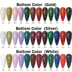 12 Colors Crackle Gel Polish Nail Lacquer Quick Drying Nail Art Gel 8ml