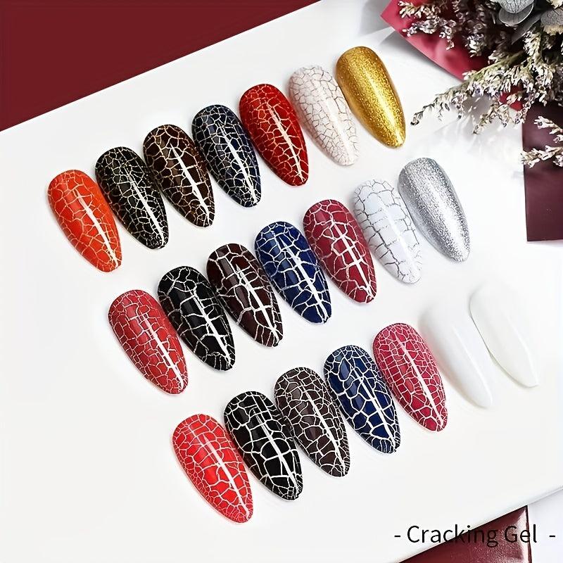 12 Colors Crackle Gel Polish Nail Lacquer Quick Drying Nail Art Gel 8ml