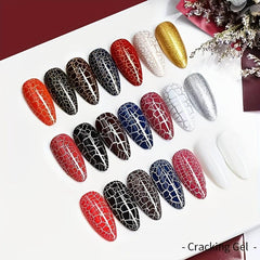 12 Colors Crackle Gel Polish Nail Lacquer Quick Drying Nail Art Gel 8ml