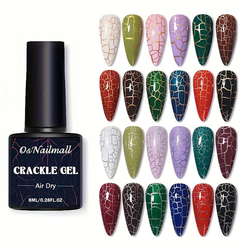 12 Colors Crackle Gel Polish Nail Lacquer Quick Drying Nail Art Gel 8ml