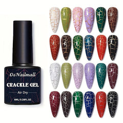 12 Colors Crackle Gel Polish Nail Lacquer Quick Drying Nail Art Gel 8ml