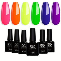 Neon Gel Nail Polish Set 6 Summer Colors for DIY Nail Art