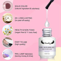 5-In-1 15ML Builder Nail Gel Set - Nail Extension, Repair & Art