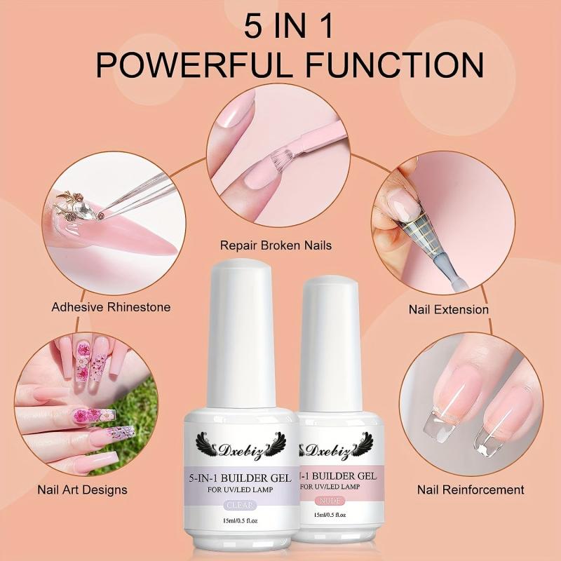 5-In-1 15ML Builder Nail Gel Set - Nail Extension, Repair & Art