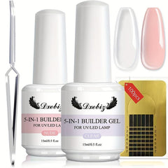 5-In-1 15ML Builder Nail Gel Set - Nail Extension, Repair & Art