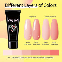 Poly Gel Nail Polish Set 6 Classic Colors Nude Pink Silver Glitter