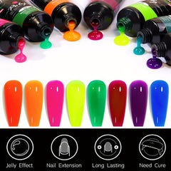 12 Colors Fluorescent Nail Extension Gel - Crystal Quick Nail Extension Gel