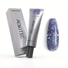 Aokitec 60ml Glitter Sequin Extension Gel Red Purple Silver Poly Nail Gel