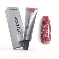 Aokitec 60ml Glitter Sequin Extension Gel Red Purple Silver Poly Nail Gel