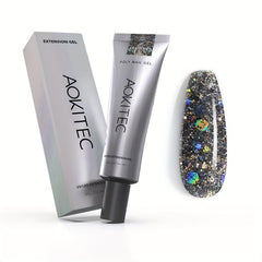 Aokitec 60ml Glitter Sequin Extension Gel Red Purple Silver Poly Nail Gel