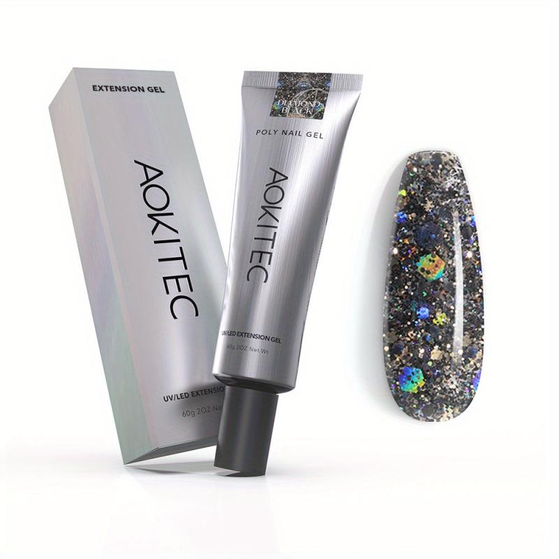 Aokitec 60ml Glitter Sequin Extension Gel Red Purple Silver Poly Nail Gel