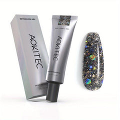 Aokitec 60ml Glitter Sequin Extension Gel Red Purple Silver Poly Nail Gel