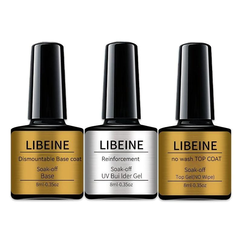6-Piece Gel Nail Polish Set with Base Coat, Top Coat & Primer