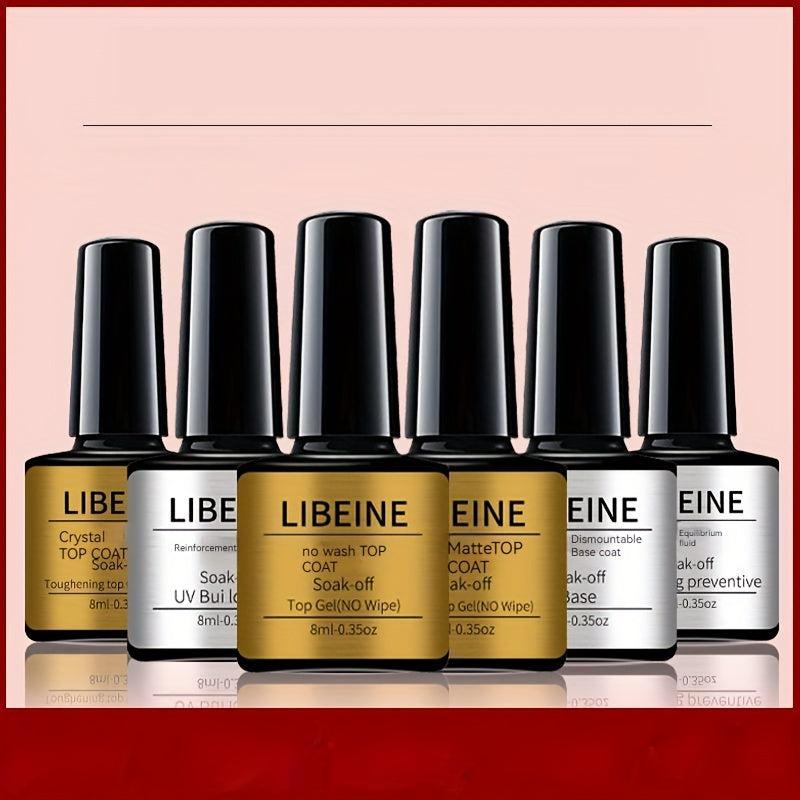 6-Piece Gel Nail Polish Set with Base Coat, Top Coat & Primer