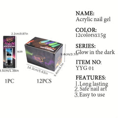 Glow In The Dark Nail Gel Set for Manicure DIY
