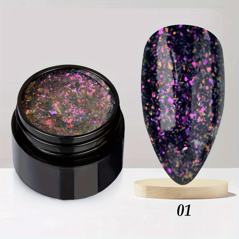 Glitter Gel Nail Polish Aurora Sequins Gel - Home Salon Nail Art DIY