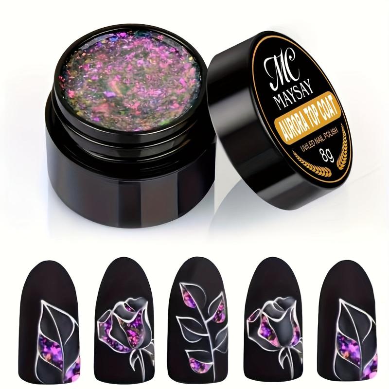Glitter Gel Nail Polish Aurora Sequins Gel - Home Salon Nail Art DIY