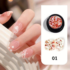 Flower Nail Glue with Chunky Sequins Glitter 3D Holographic Decoration