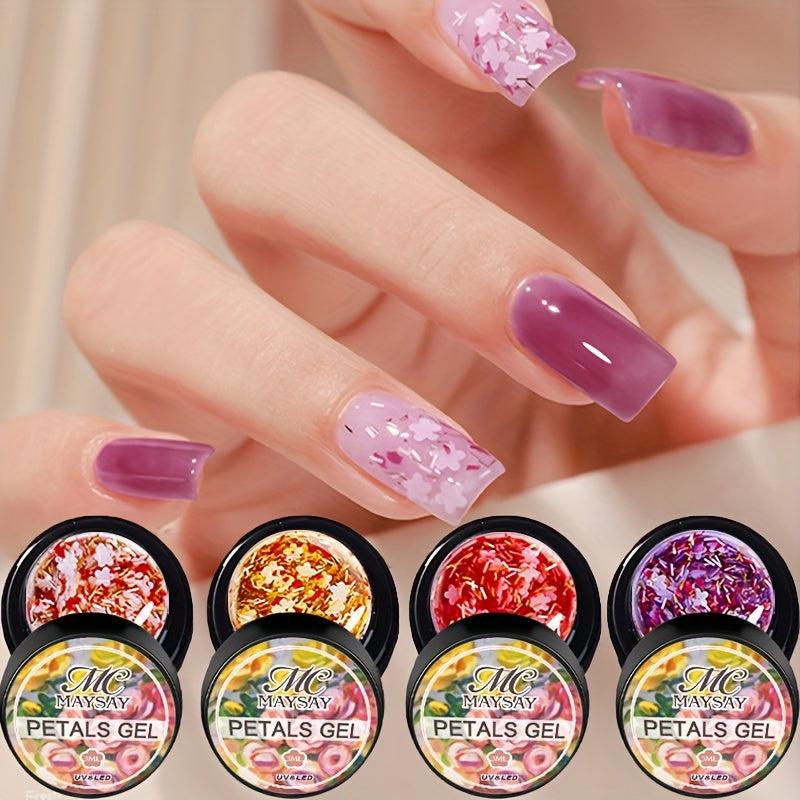 Flower Nail Glue with Chunky Sequins Glitter 3D Holographic Decoration