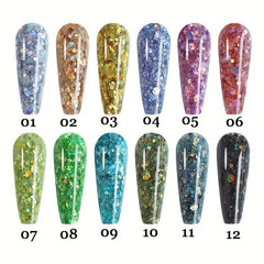 12 Colors Glitter Nail Extensions Gel 15ml No Paper Holder for DIY Nail Art