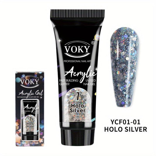 12 Colors Glitter Nail Extensions Gel 15ml No Paper Holder for DIY Nail Art