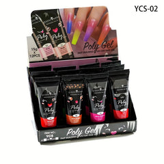 12 Colors Glitter Poly Extension Gel Set For Nail Builder