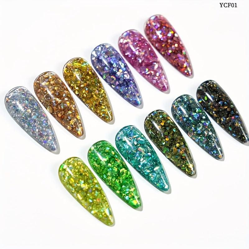 12 Colors Glitter Poly Extension Gel Set For Nail Builder