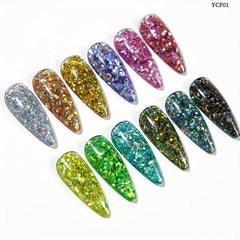 12 Colors Glitter Poly Extension Gel Set For Nail Builder