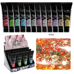 12 Colors Glitter Poly Extension Gel Set For Nail Builder