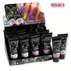 12 Colors Glitter Poly Extension Gel Set For Nail Builder
