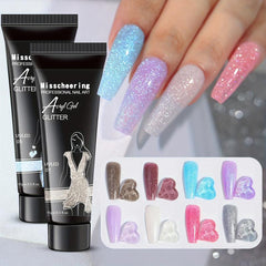 Glitter Poly Nail Gel Set 15ml Builder Nails Enhancement Gel For Beginner