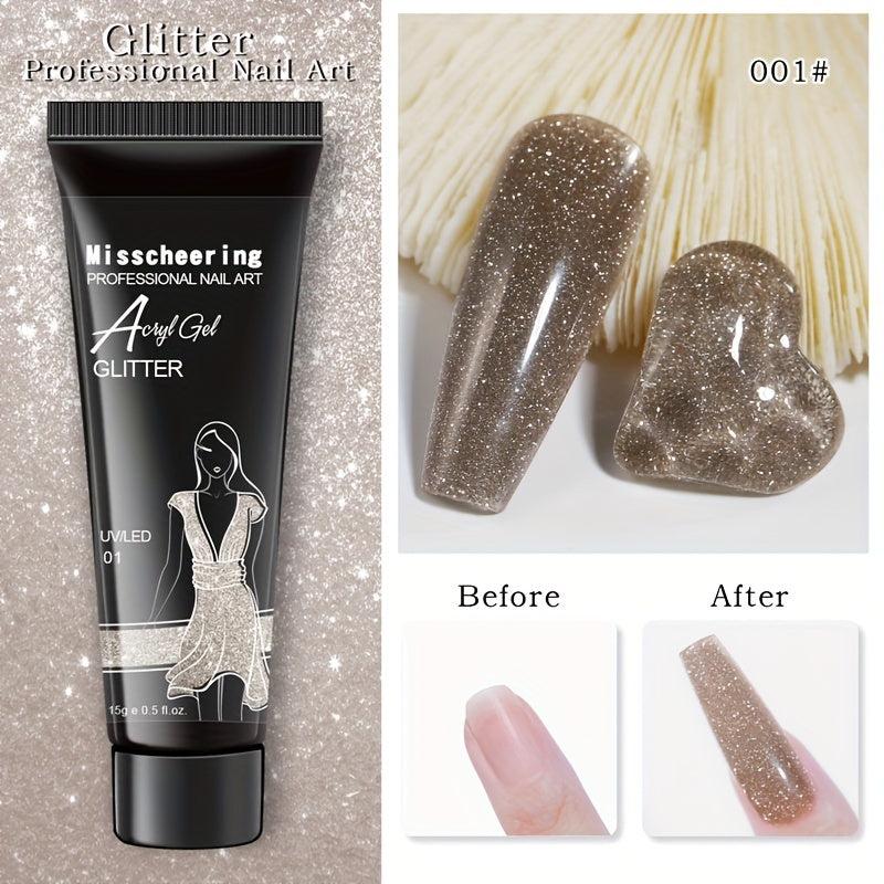 Glitter Poly Nail Gel Set 15ml Builder Nails Enhancement Gel For Beginner