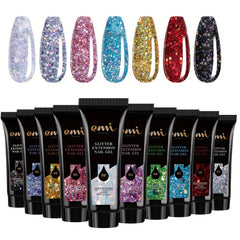 Poly Nail Gel Glitter Purple Pink Silver Skin Tone Extension Gel