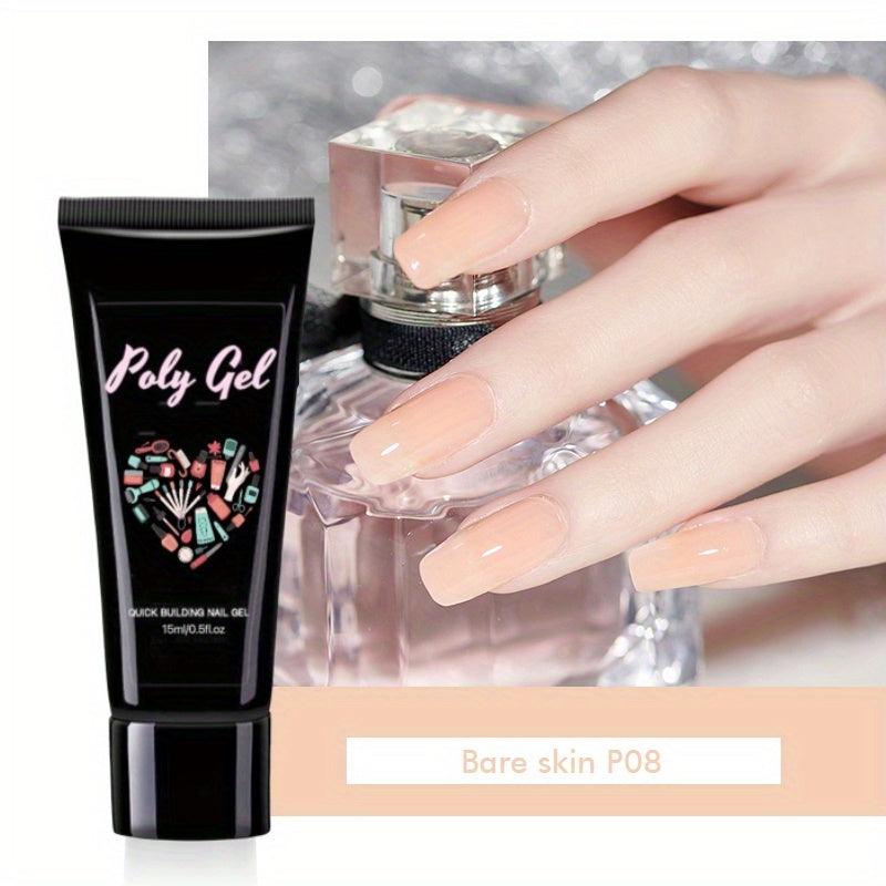 Poly Nail Gel Glitter Purple Pink Silver Skin Tone Extension Gel