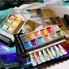 Watercolor Nail Painting Set Sky Cherry Pink Nail Powder Kit