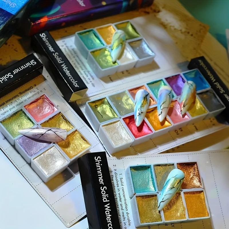 Watercolor Nail Painting Set Sky Cherry Pink Nail Powder Kit