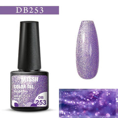 Long Lasting Gel Nail Polish Purple Pink Glitter French Manicure