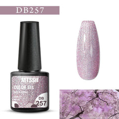 Long Lasting Gel Nail Polish Purple Pink Glitter French Manicure