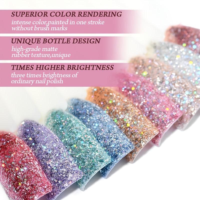 Long Lasting Gel Nail Polish Purple Pink Glitter French Manicure