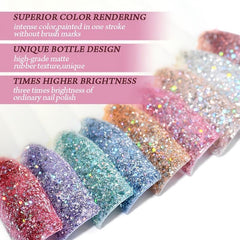 Long Lasting Gel Nail Polish Purple Pink Glitter French Manicure