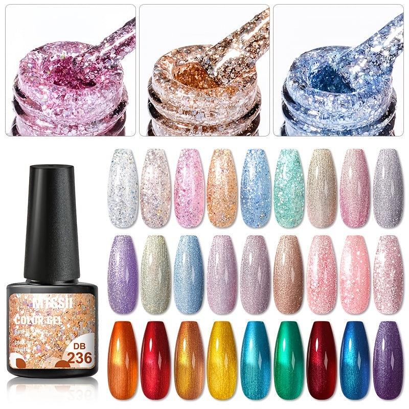 Long Lasting Gel Nail Polish Purple Pink Glitter French Manicure