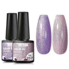 Long Lasting Gel Nail Polish Purple Pink Glitter French Manicure