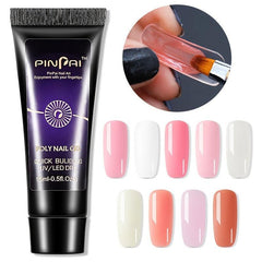 Gel Nail Polish Extensions with Adhesive Glue and Base Coat