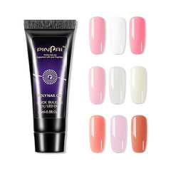 Gel Nail Polish Extensions with Adhesive Glue and Base Coat